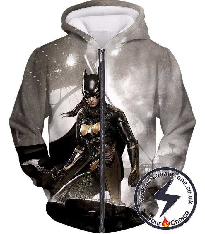 Super Cool Arkham Night Hero Batgirl HD Graphic Action Zip Up Hoodie